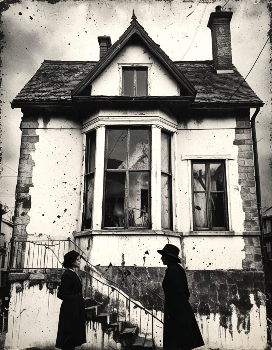 Abstract House with Woman in Expressionist Style