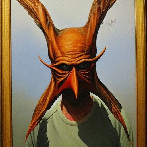Bird Man Oil Painting in Gurney Style