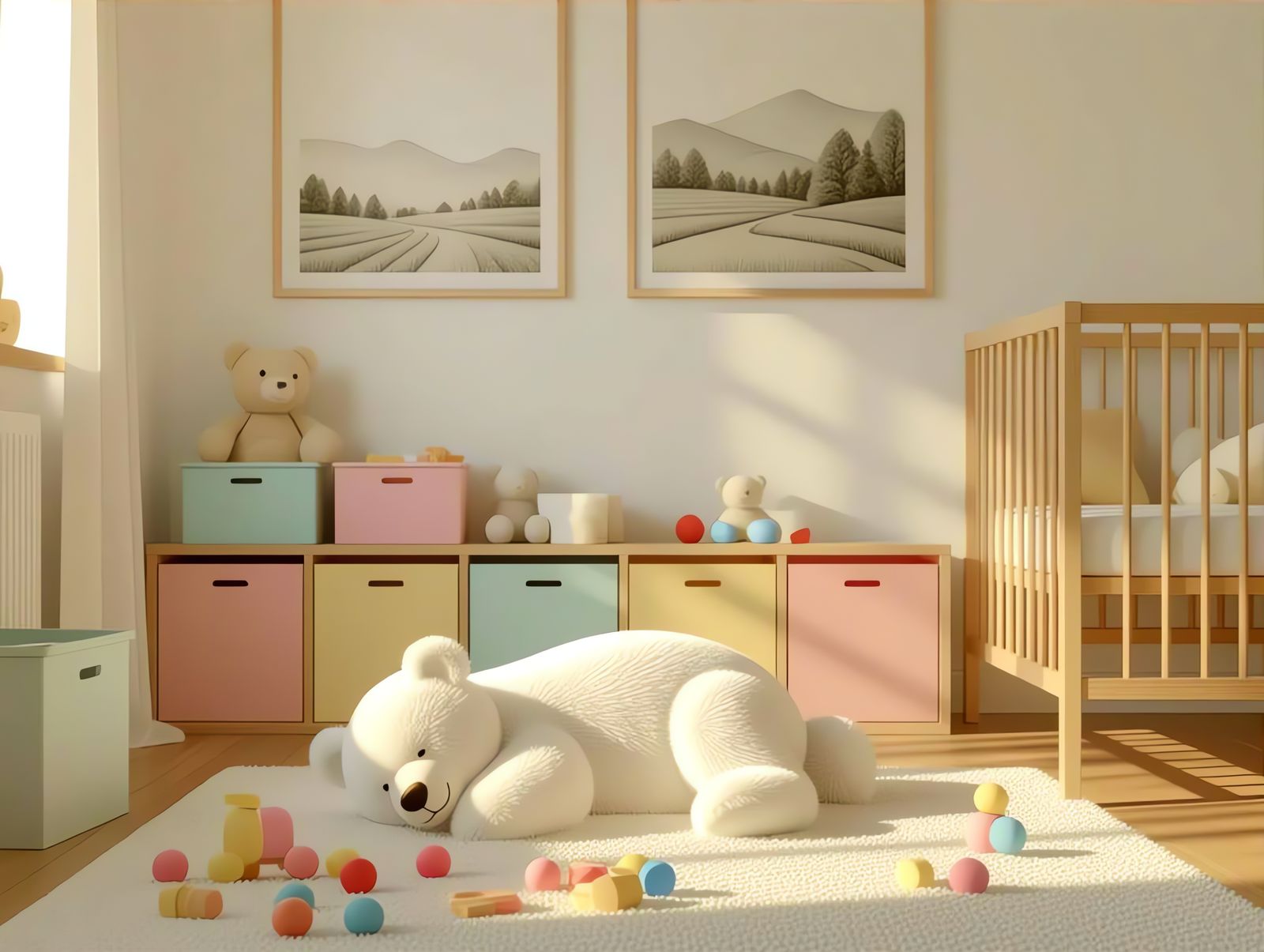 Cozy Baby Bedroom Scene in Minimalist Style