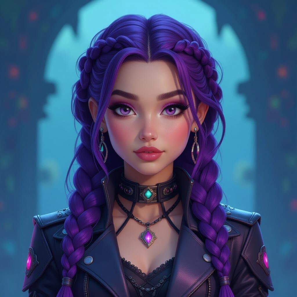 Violet, Mal's Daughter, in Futuristic Auradon Outfit