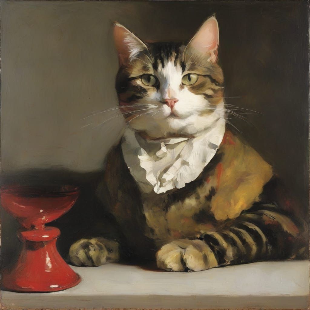 Merry Cat in the Style of Rothko and Hals