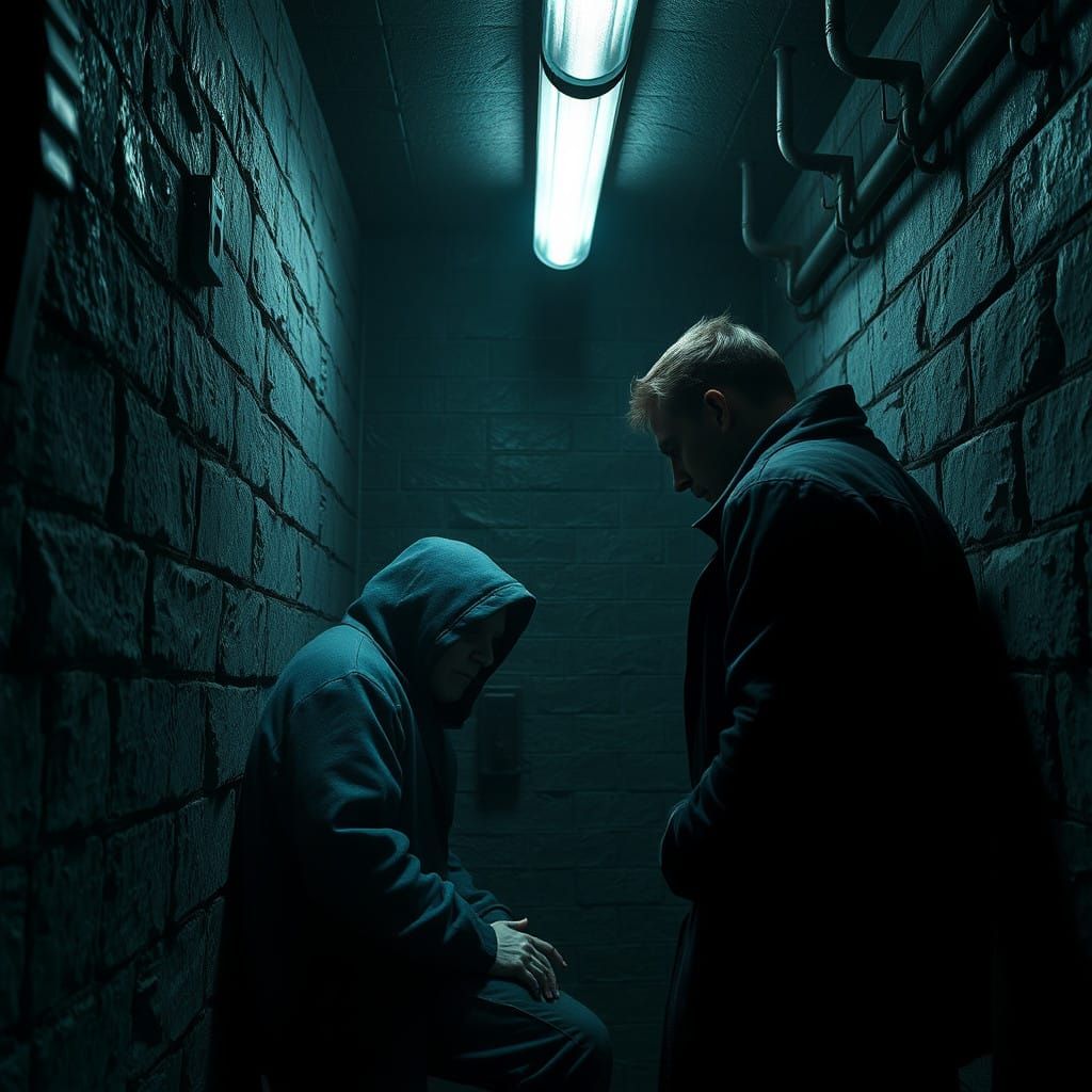 Gritty Interrogation in a Dimly Lit Cell