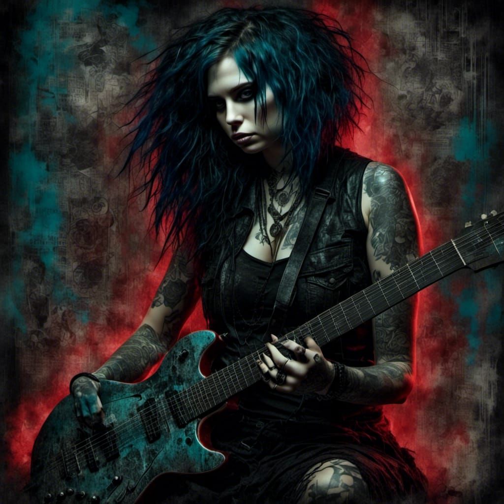 Mystical Musician Album Cover in Grunge Punk Style