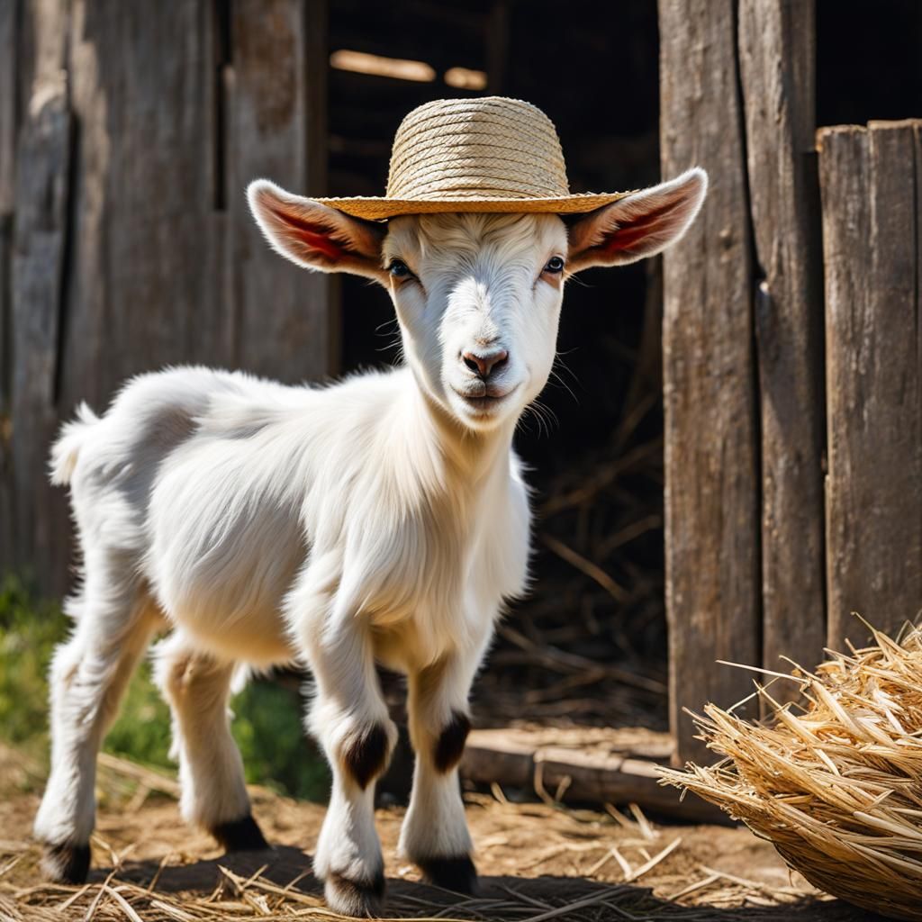 Goat Eating Hat: Detailed Matte Painting