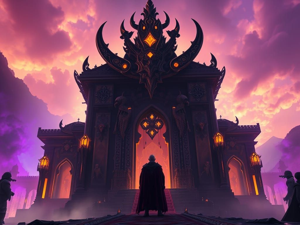 Majestic Kalif's Palace Entrance in Dark Fantasy Style