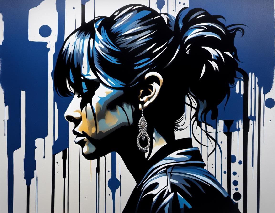 Frontal Portrait of graffiti side_view mysterious_AIGEN_PROFILE_Stunning_
silhouette_face, Black ink flow: 8k resolution...