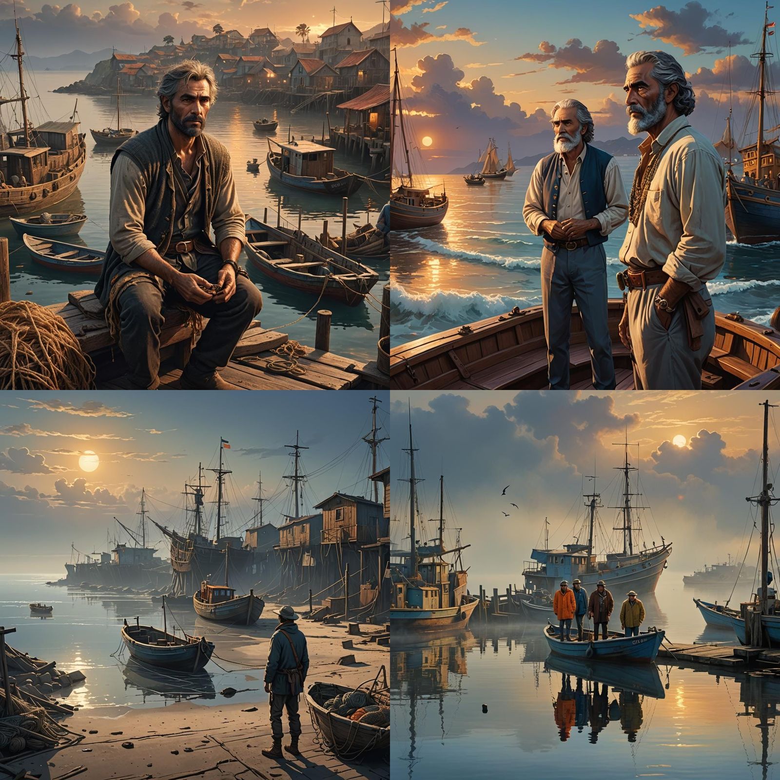 Detailed Matte Painting of Fisherman's Serendipitous Meeting