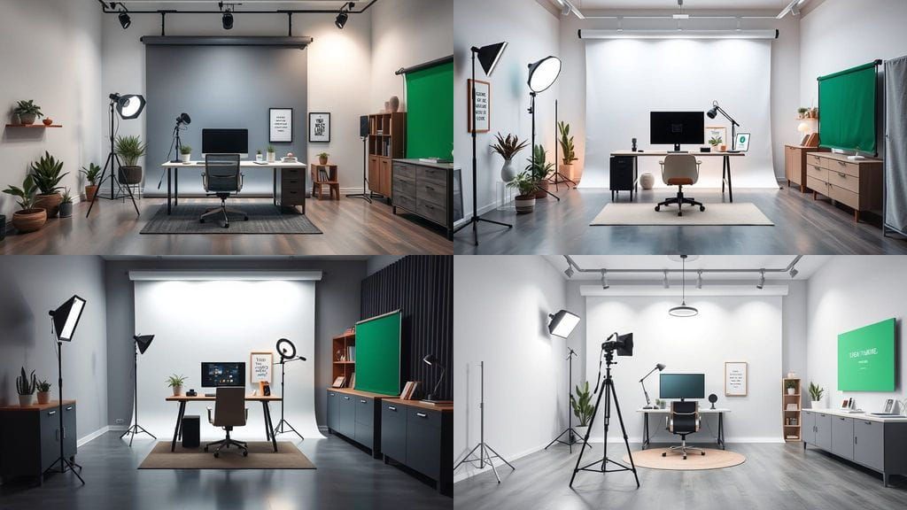 Modern YouTube Recording Studio with Neutral Tones