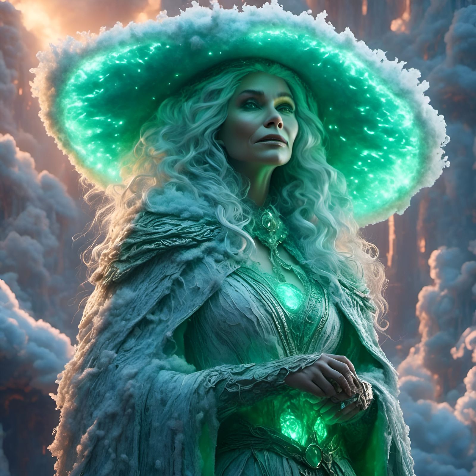 Icy Witch with Frost Cloak in Pastel Colors