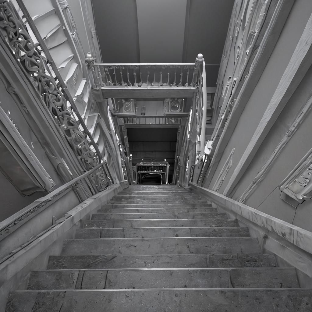 Art Deco Gray Staircase in a Spiritist Center