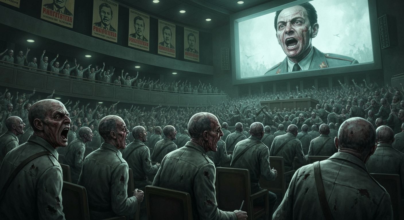 Dystopian Rage: A Hyper-Detailed Vision of Mass Hysteria