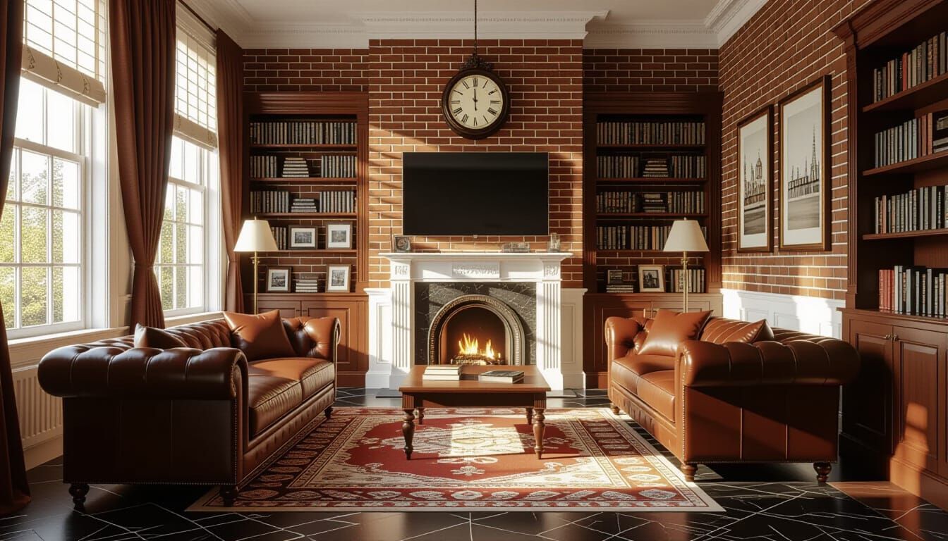Victorian Living Room in Warm Sunlight