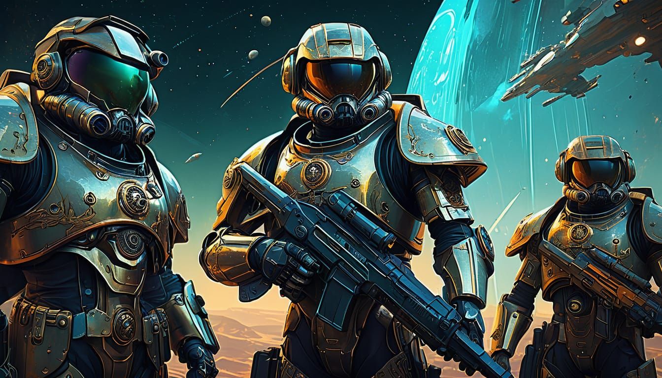 Resolute Space Marines Stand Guard Amidst Galactic Chaos