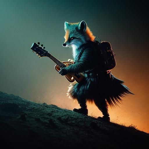 Mohawked Ice Fox Shreds Guitar in Concert