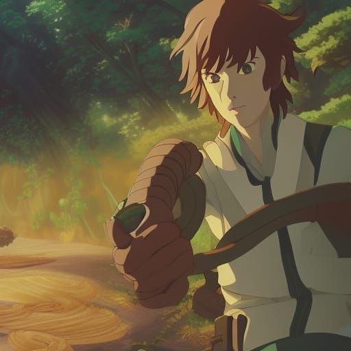 Snake Man in Studio Ghibli Anime Style