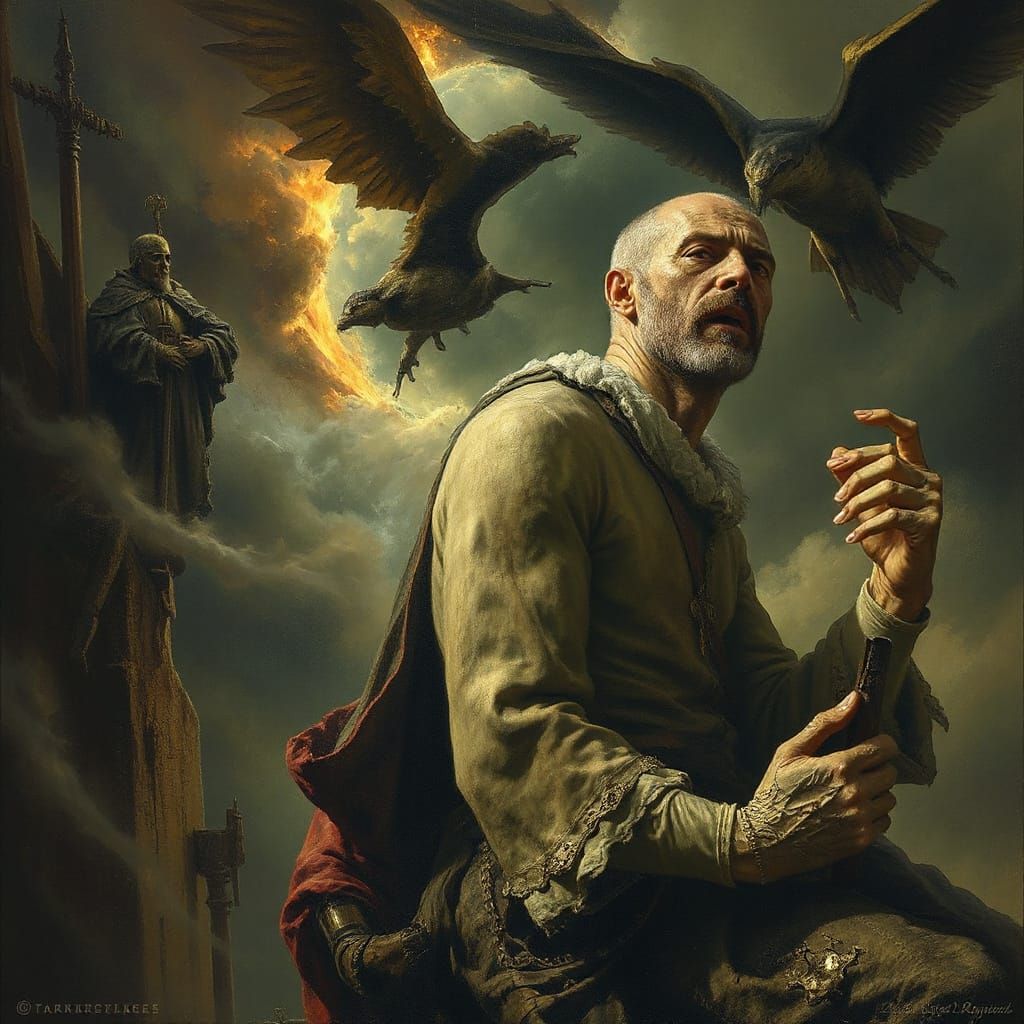 Undead Copernicus in Dark Engraving Style