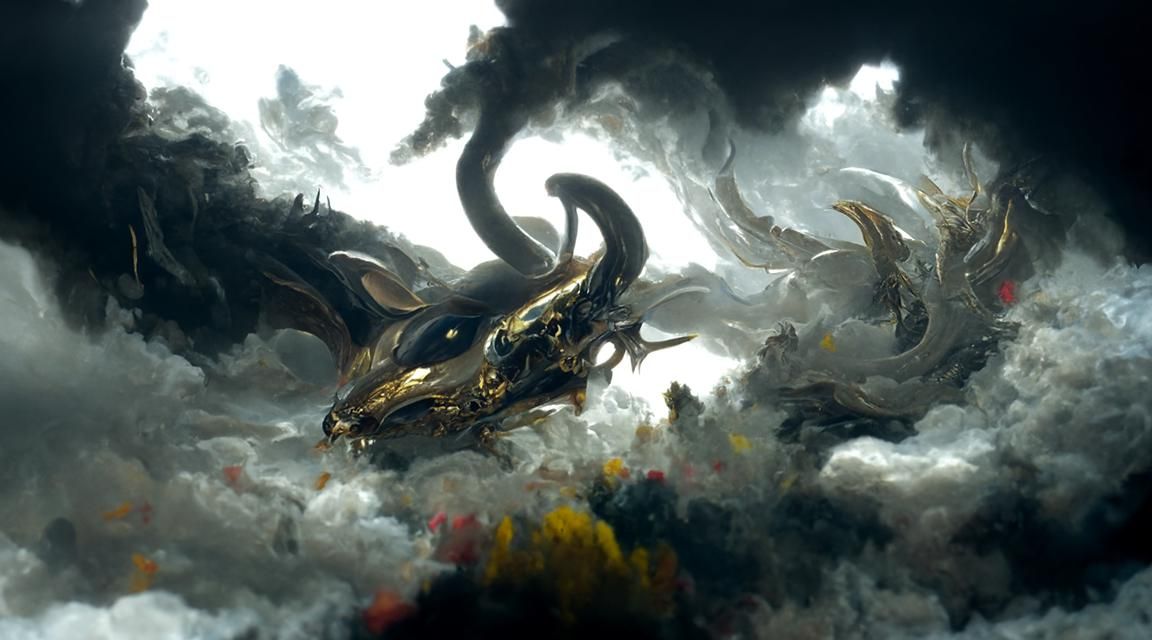 Epic Wyvern Hydra Soaring Through Clouds