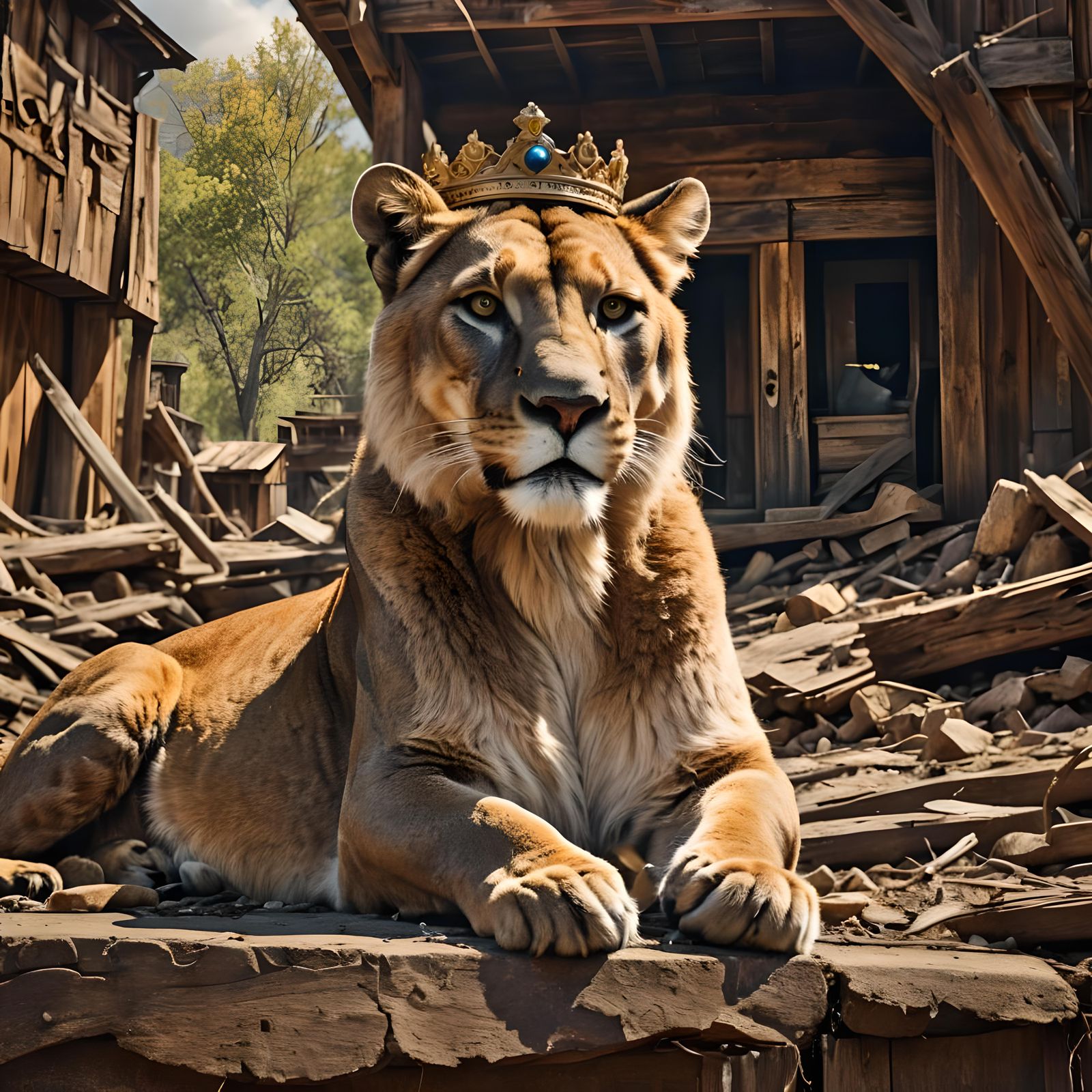 Mountain Lion Mayor of Abandoned Town: Hyperrealistic HDR