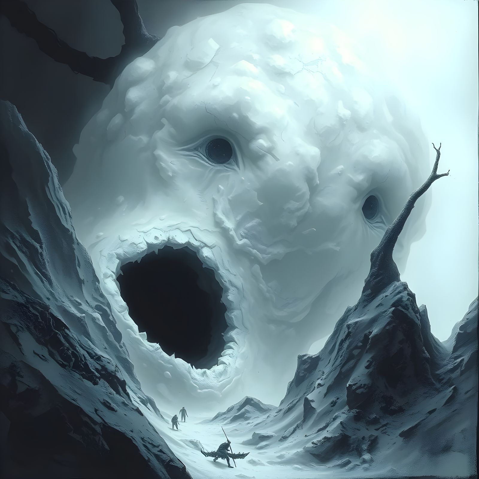 Gothic Horror Creature in the Mouth of a Beast