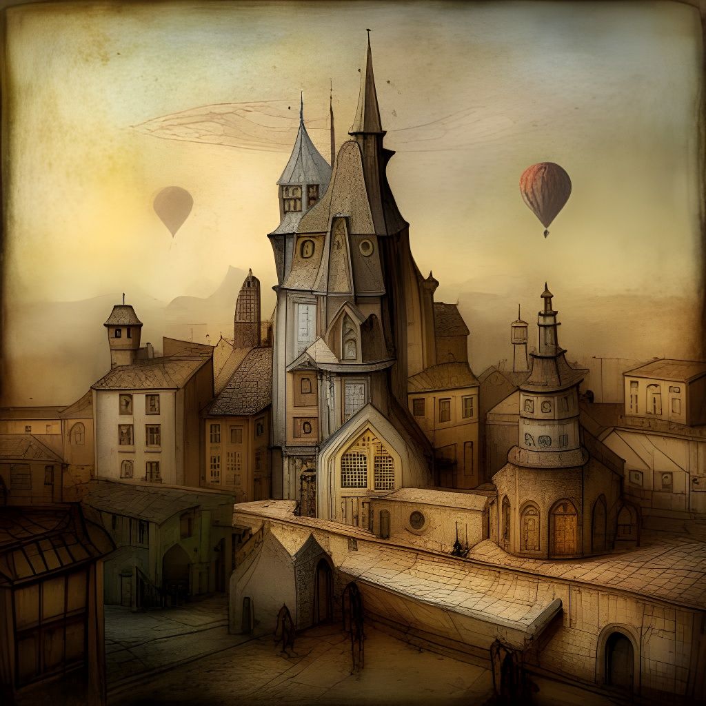 Paper Sculpture Town in Detailed Digital Painting