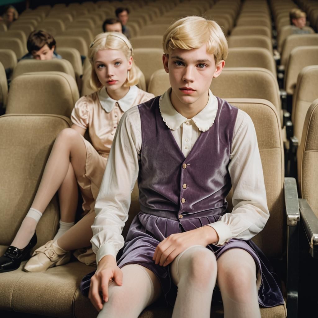 Boy in Velvet Dress, High-Key Photography