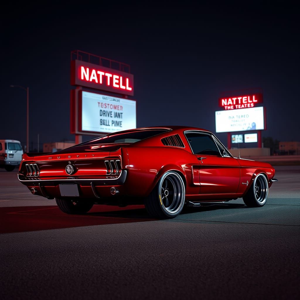 Red 1967 Mustang Restomod in Neon Noir Style