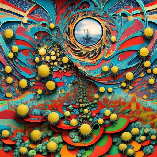 Vibrant Divine Colors in a Photorealistic Fractal Style