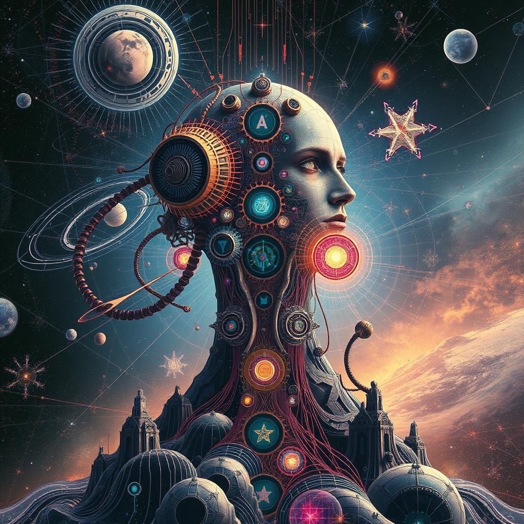 Quantum Equilibrium Cosmic Figure in Visionary Art