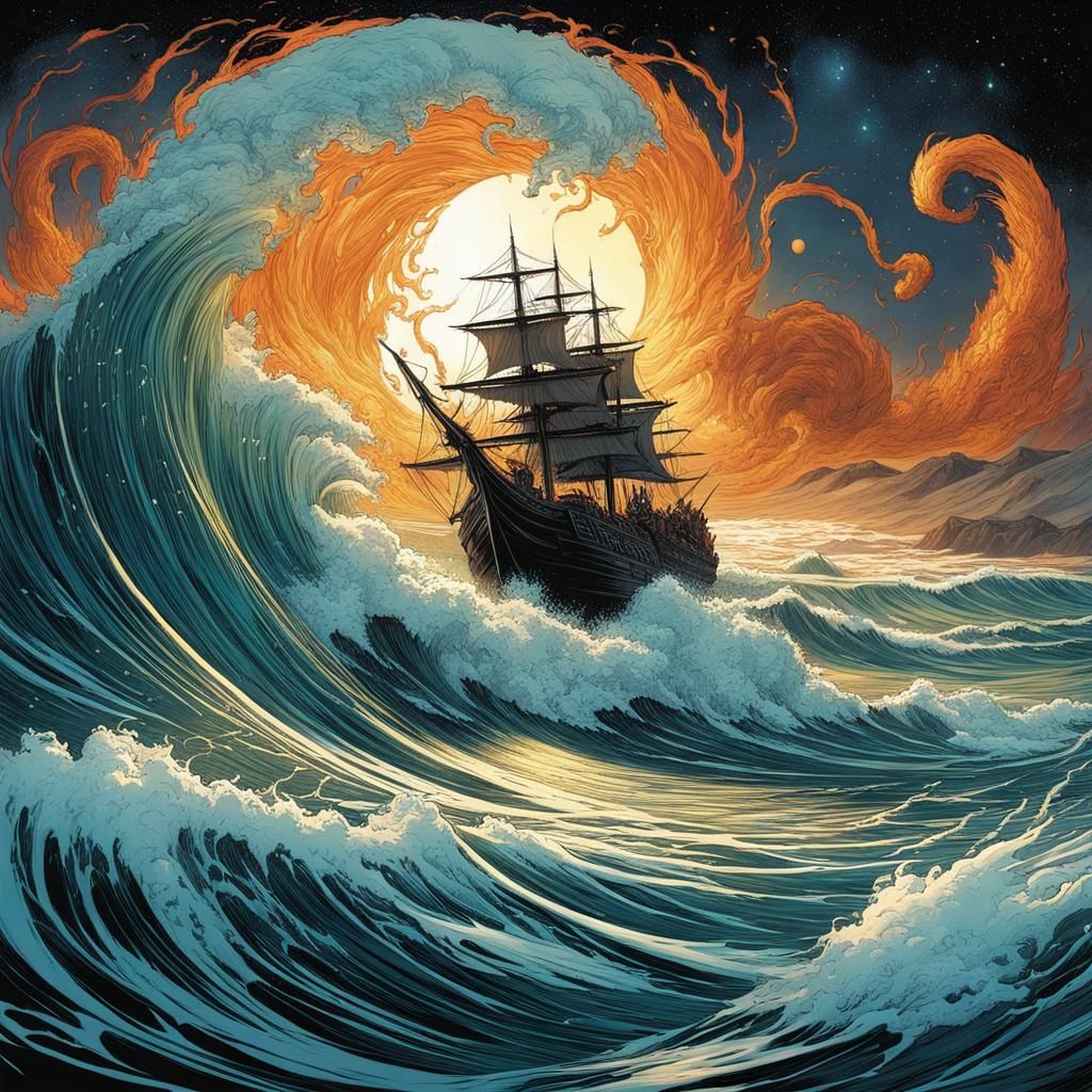 Dynamic Comic Book Art of Swirling Nature's Fury