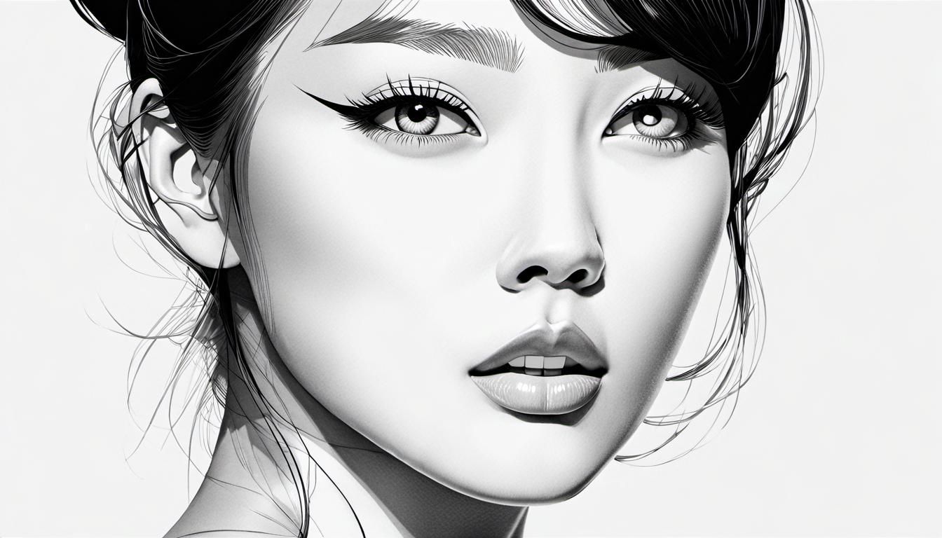 Minimalist One-Line Portrait of Korean Beauty