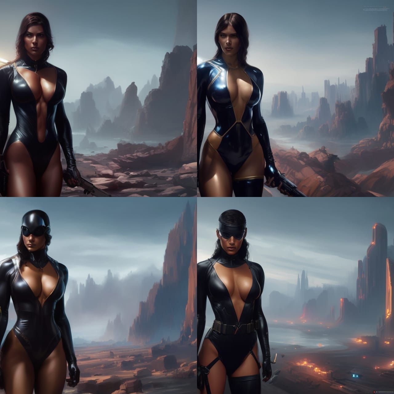 Voluptuous Spy in Spandex: Dark Sci-Fi Concept Art