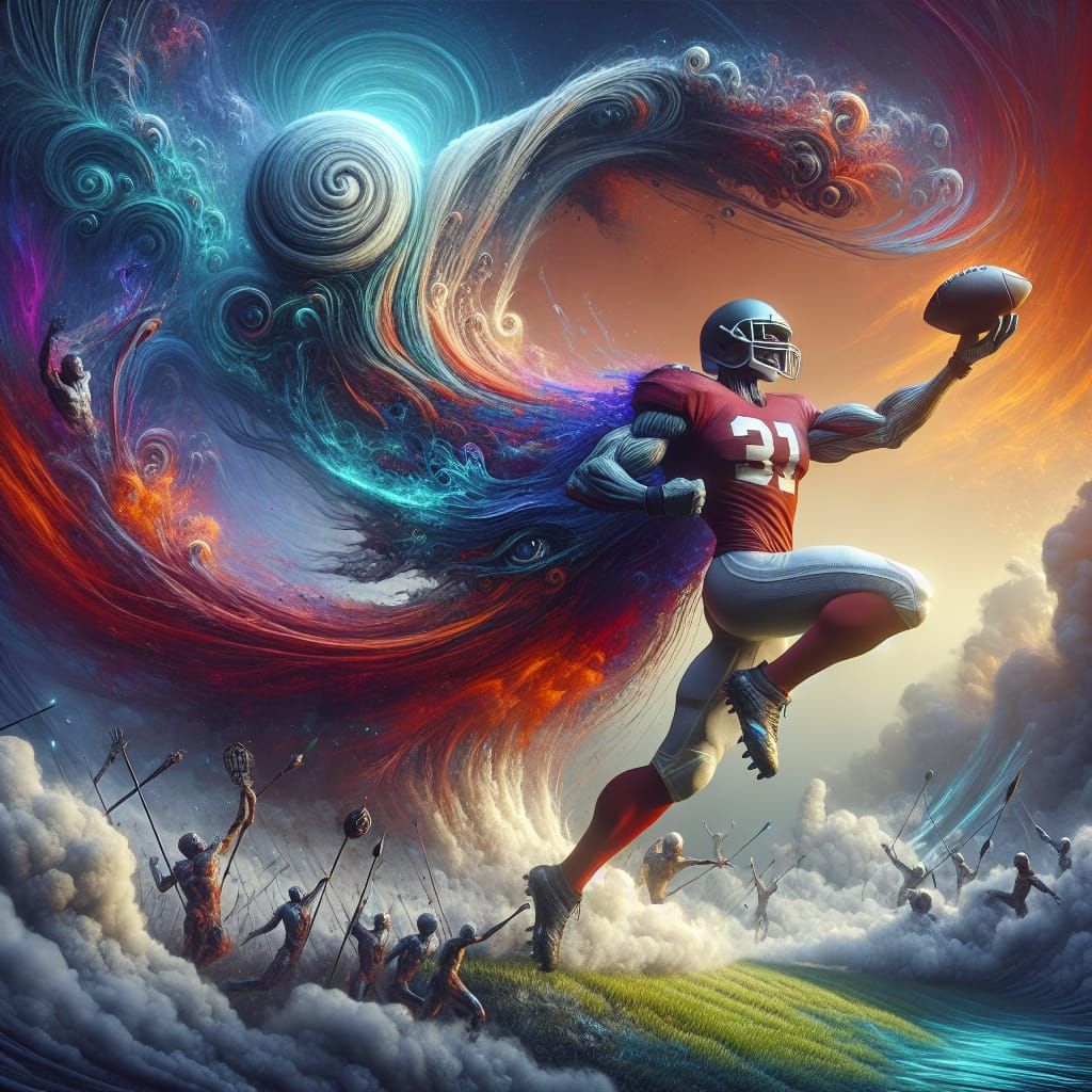 Surreal Football Player Achieves Superhuman Feats