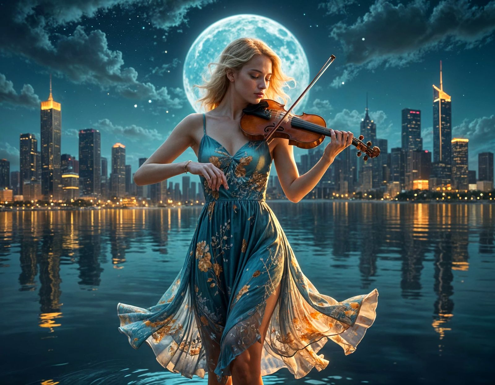 Surreal Moonlit Serenade in Dreamy Cityscapes