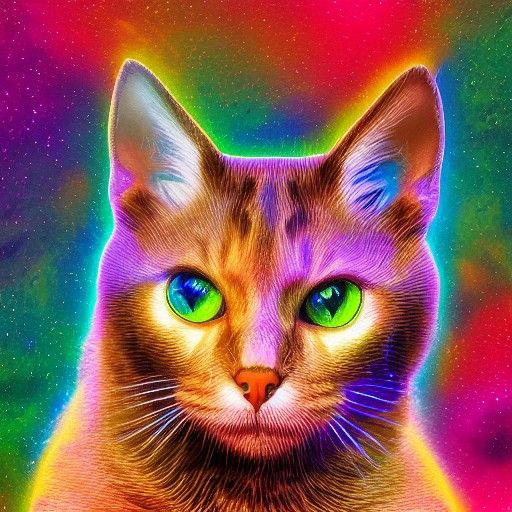 Holographic Cosmic Cats Illustration in Astral Style