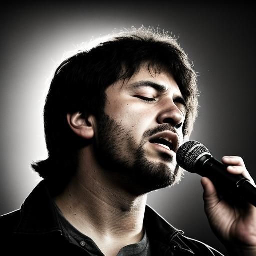 Tony Scalzo Singing with Eyes Closed, Hyperrealistic HDR