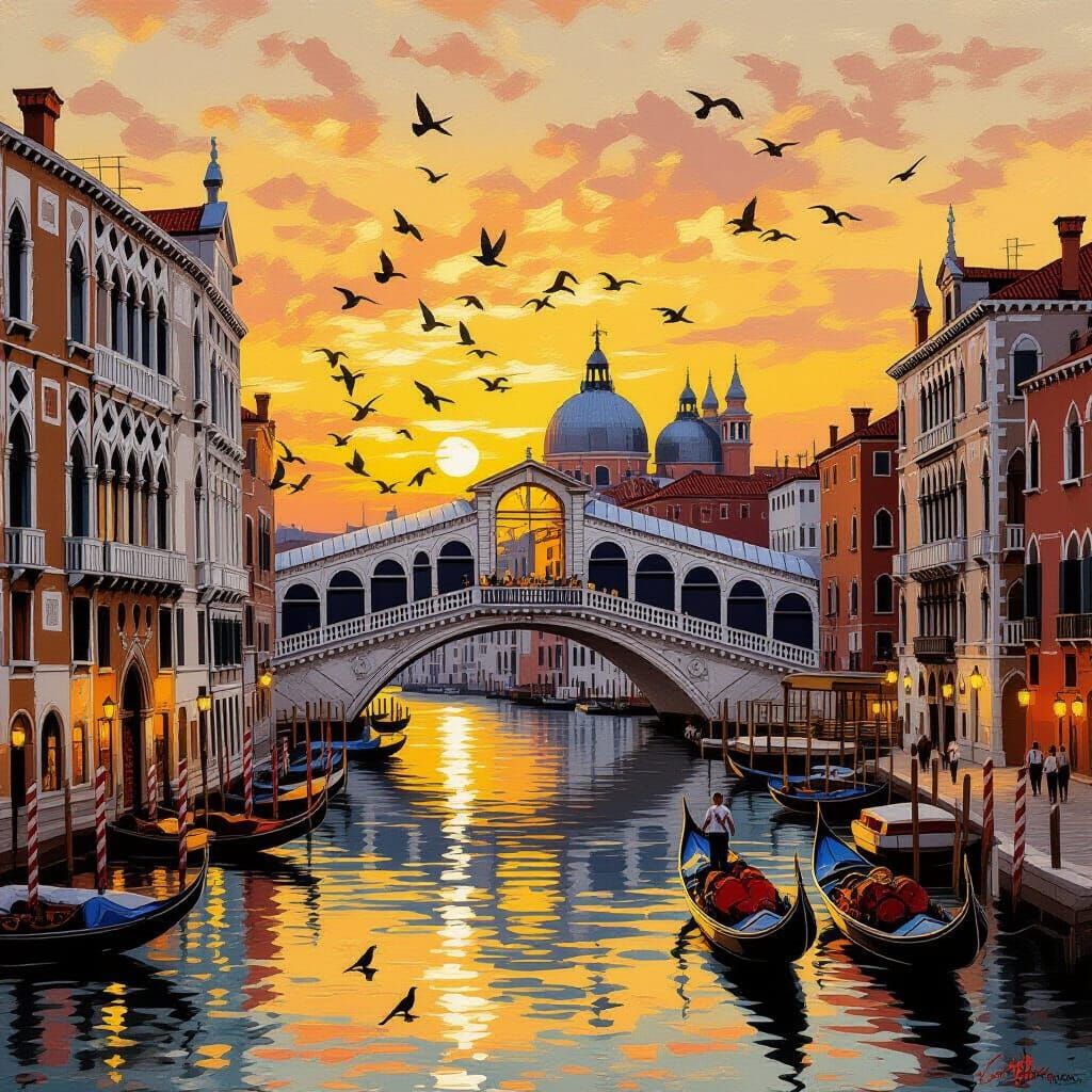 Venice Sunset: Bridge of Sighs & St. Mark's Square