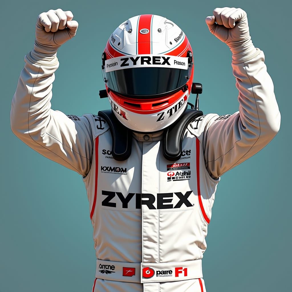 Formula 1 Driver Victory Celebration in Photorealistic Style