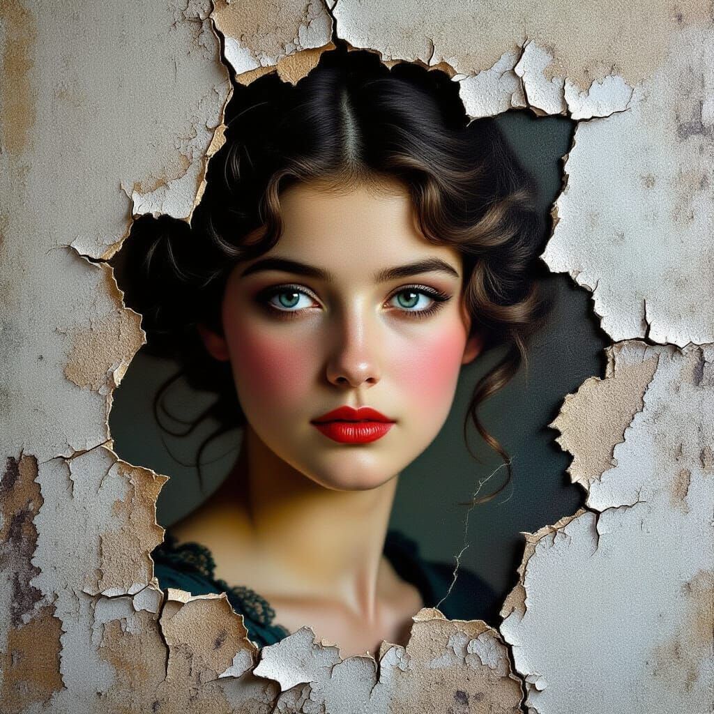 Revealing Intricate Details Beneath Peeling Paint on Portrai...