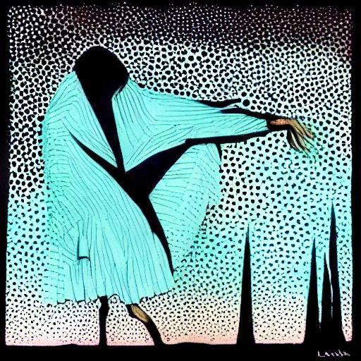 Roy Lichtenstein Style Sad Girl in Rain