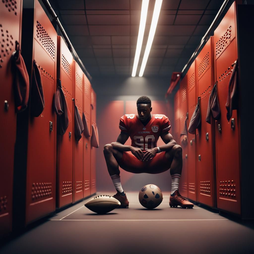 Football Player's Locker Room: Detailed Matte Painting