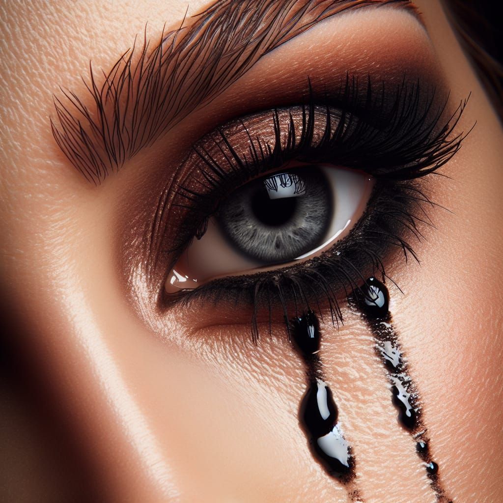 Black tears from mascara
