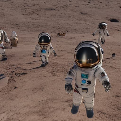 Ferrets and Cats Dance in Cosmic Space Suits on a Vibrant Mo...