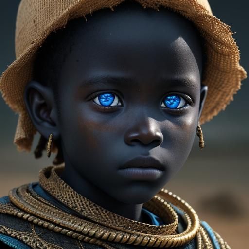 Hyperrealistic Portrait: Blue-Eyed Child in HDR