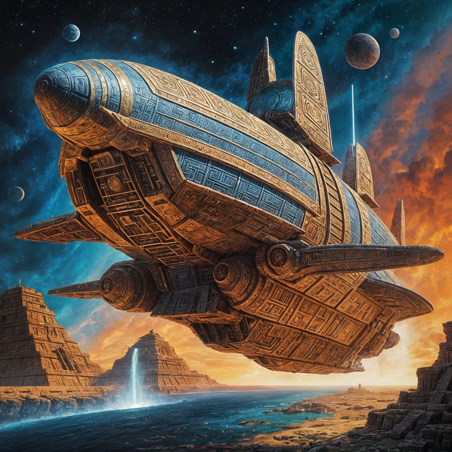Detailed Mayan Spaceship Concept