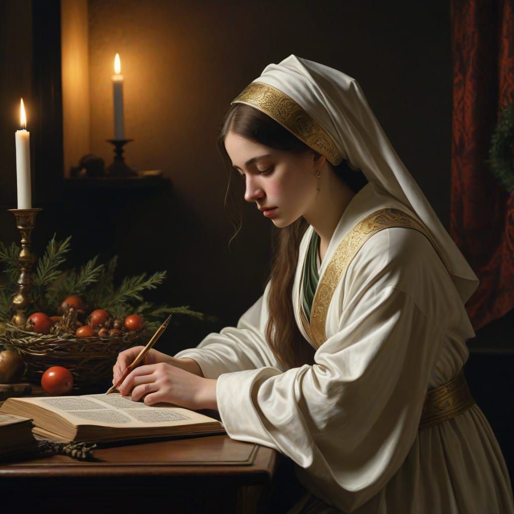 Meditative Woman in Candlelit Sanctuary