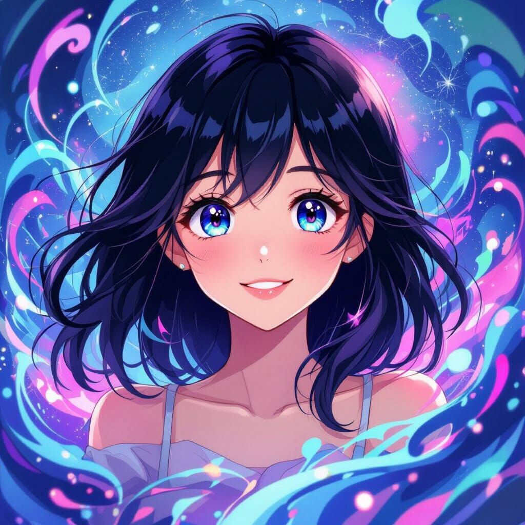 Vibrant Anime Girl with Expressive Eyes