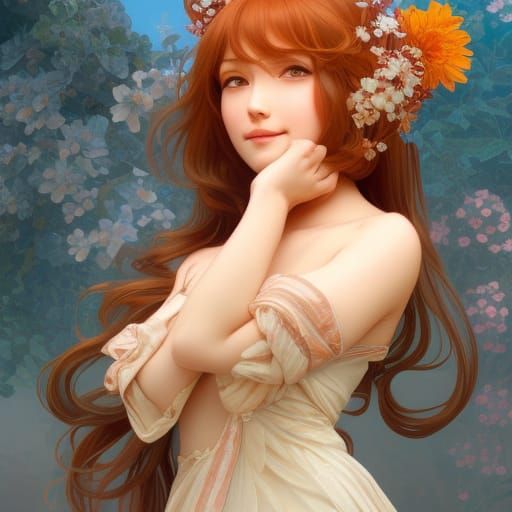 Detailed Portrait of a Smiling Woman in Digital Art Style