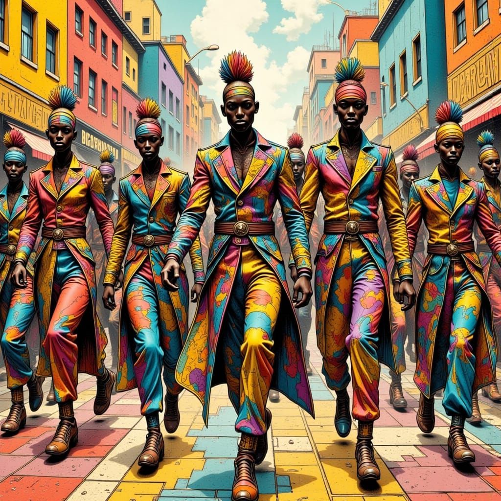 Vibrant Marching Band in Sunny Impressionist Style