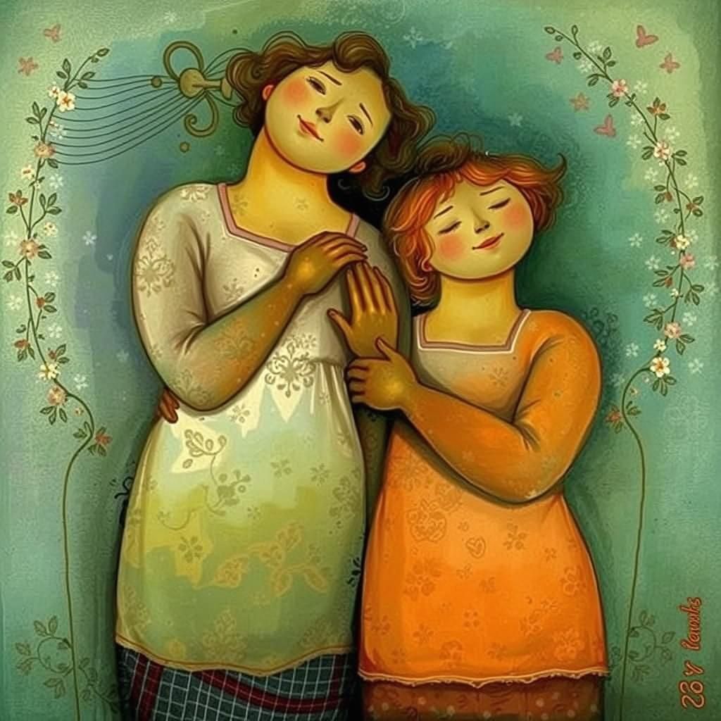 Children's Heartwarming Embrace in Watercolor Style