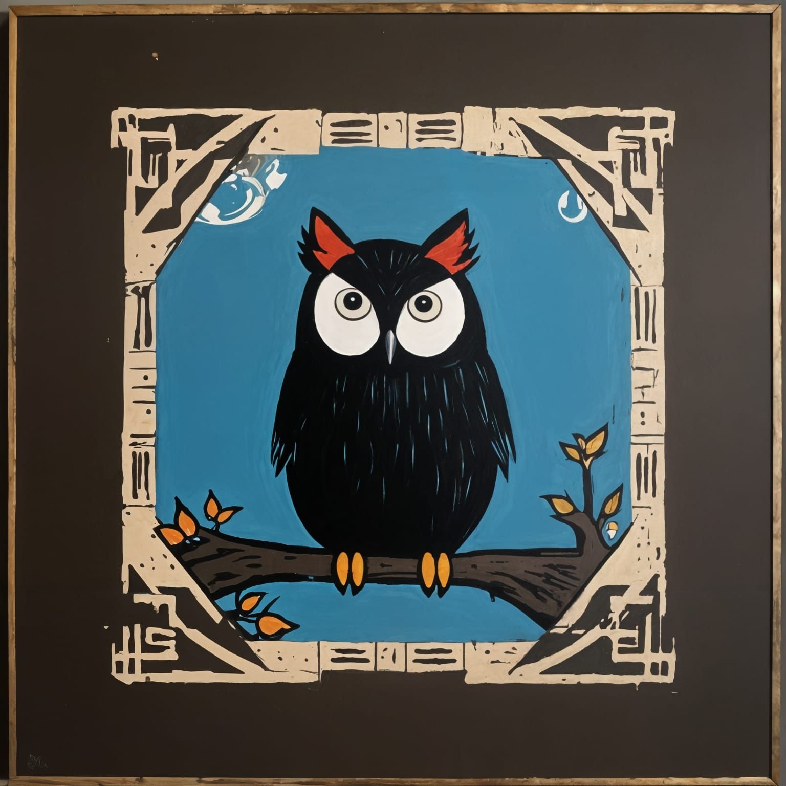 Abstract Surreal Owl Painting